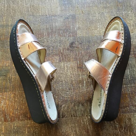 Alegria Colette Strap Sandal Womens 38 7.5-8 Rose Gold Leather Metallic Classic - Picture 7 of 10